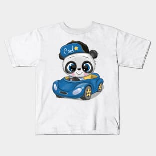 Cute Panda driving a car Kids T-Shirt